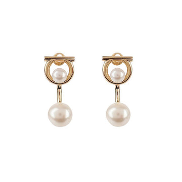 SALVATORE FERRAGAMO Gancini Perlenohrringe 76-0386 GOLD 736178 115111560 [P]