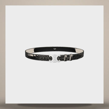 Celine 30MM Triumph Belt - Crocodile Embossed Calfskin Black 45BIE3H70.38SI 158643998 [P]