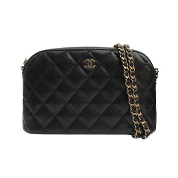 CHANEL Classic Half Moon Black Champagne Gold Caviar Crossbody Bag 158644109 [P]