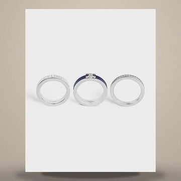 CELINE Bolt-Ring - Emaille, Strass & Rhodium-Finish Messing Silber / Navy / Kristall B10G54W68.GLQ5 158644125 [P]