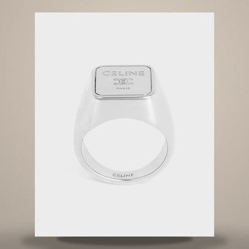 Celine Square Signet Ring - Rhodium Finish Brass Silver B101W6BRA.36SI 158644126 [P]