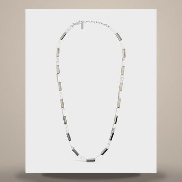 CELINE Triomphe Halskette - Onyx, Howlith & Rhodium-Finish Messing Schwarz / Weiß / Silber B10GA4W79.GKS6 158644142 [P]