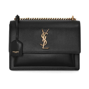 Saint Laurent Monogram Sunset Gold Medium Shoulder Bag Black 38625699 [P]