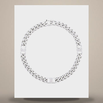 CELINE Triomphe Kleine Gourmet Armband - Rhodium-Finish Messing Silber 460PX6BRA.36SI 158644153 [P]
