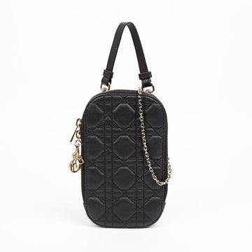 DIOR Schwarzes Cannage Lammleder Handyhalter 158335975 [P]