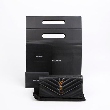 Saint Laurent Black Monogram Gold-Plated Flap Wallet 158379458 [P]