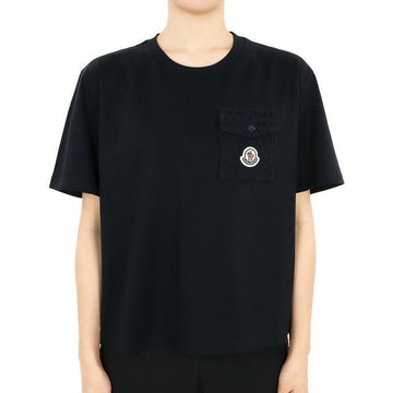 MONCLER モンクレール レディース ロゴ パッチ ポケット 半袖 (ブラック/ネイビー) 8C00022 89AI9 778 76185121 [P]