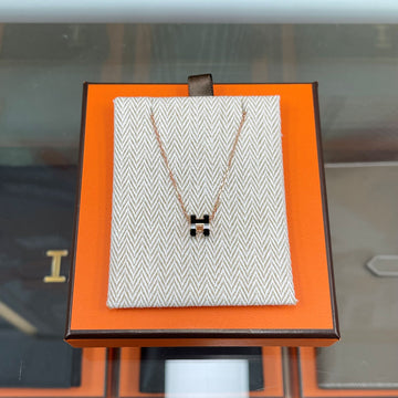 HERMES Mini Pop Hase Halskette Schwarz/Roségold H147992FO03 158645178 [P]