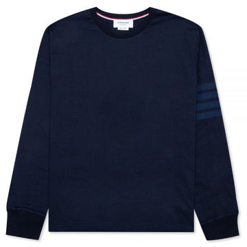 THOM BROWNE トーナル4バストライプオーバーサイズミディアムウェイトジャージロングスリーブTシャツ stamp: MJS117A 06769 415 121358557 [P]
