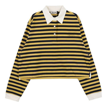 MIU MIU ストライプ ロゴ ポロ Tシャツ 146880103 [P]