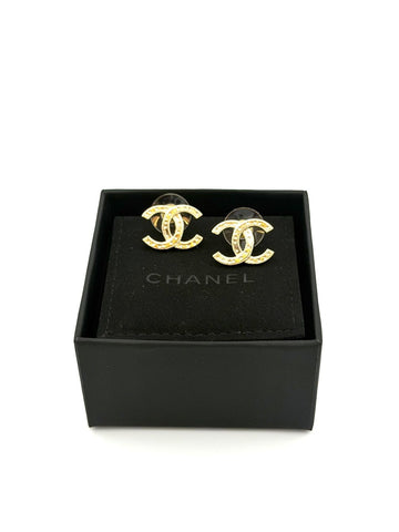 CHANEL Classic Gold-Tone CC Logo Earrings 26 Years (ABG361) 158645395 [P]