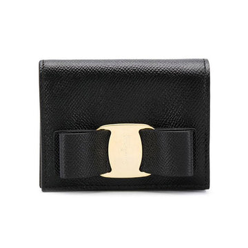 Salvatore Ferragamo 26SS Gold-Tone Bow Coin Wallet Black 22-D515 0725300 150622420 [P]