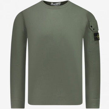 STONE ISLAND Bürstenbaumwoll-Fleece Crewneck Sweatshirt 151315339 [P]