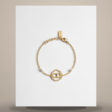 Dior Circle Chain Bracelet Gold Finish Metal, White Resin Pearl, Crystal 158665405 [P]
