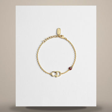 DIOR CD Lady Twist Armband goldfarbiges Metall & rot, schwarz lackiert 158665413 [P]