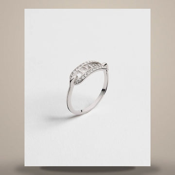 DIOR Linkring mit silberner Metall- und Kristalloberfläche R3092WOMCY_D001 158665494 [P]