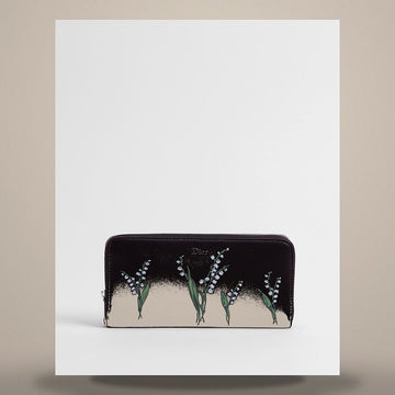 DIOR Voyager Slim Wallet Schwarz Lammleder & Mehrfarbiger Lilie Der Täler Druck 158665714 [P]