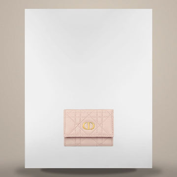 DIOR Geldbörse aus Kalbsleder in Puder-Rosa mit Cannage-Design 158665719 [P]