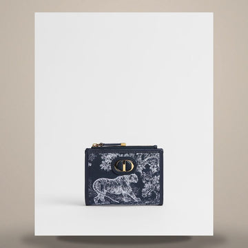 DIOR 30 Montaigne Dahlia Geldbörse Blau Toile de Jouy Reverse Jacquard 158665726 [P]