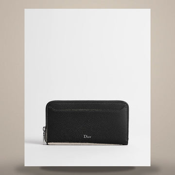 DIOR Arch Zip Geldbörse Schwarz Geprägtes Kalbsleder 158665729 [P]
