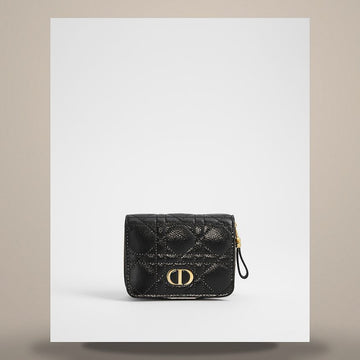 DIOR Caro Scarlet Geldbörse Schwarz Supple Cannage Kalbsleder 158665733 [P]