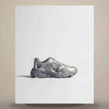 DIOR Chrono Sneakers Grau Mesh & Silberne Laminierte Leder-Effektpaneele KCK414TRL_S59K 158665747 [P]