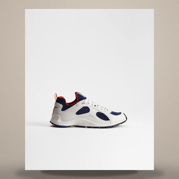 DIOR Sneaker aus glattem Lammleder in Weiß & Marineblau, Orange Neopren 158665762 [P]