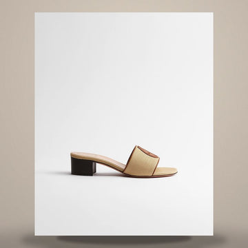 DIOR Riviera Medaillon Absatzschuhe Naturale Stickereien Baumwolle & Kognakbraunes Kalbsleder 158665778 [P]