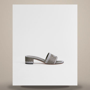 DIOR Dentelle-Hill-Slide Trianon Grau Oblique Stickerei Baumwolle & Weiß Spitze 158665786 [P]