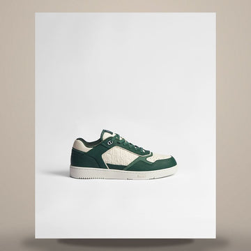 DIOR B27 Uptown Low-Top Sneakers dunkelgrün & cremefarbener geprägter Kalbsleder, cremefarbener Gravity Leder 3SN272ZAY_H645 158665793 [P]