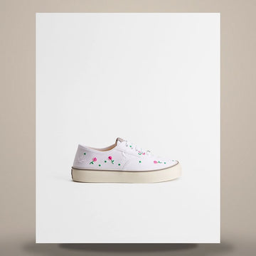 DIOR Sneaker aus weißer Baumwolle mit mehrfarbigem Tauben- und Rosenmotivstickerei 158665799 [P]
