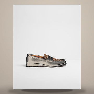 DIOR Grangville Loafer aus schwarzem glattem Kalbsleder und braunem Oblique Jacquard 3LO189ACV_H974 158665824 [P]