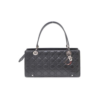 DIOR Schwarze Leder Cannage Quilt Tasche mit Silbernem Logo-Anhänger 44591 158666007 [P]