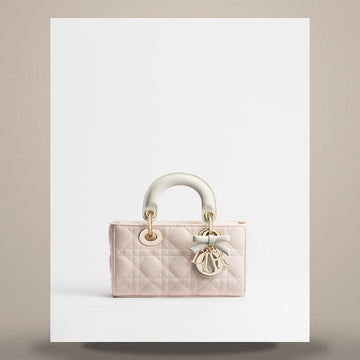 DIOR Lady Joy Mini Bag in Two-Tone Balle Pink & Latte Cannage Lambskin 158666060 [P]