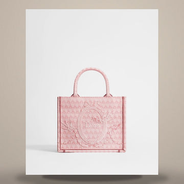 DIOR Tote Tasche mit Schulterriemen klein, pink, Kolibrie Stickerei & Medaillon (26,5 x 22 x 14 cm) 158666087 [P]