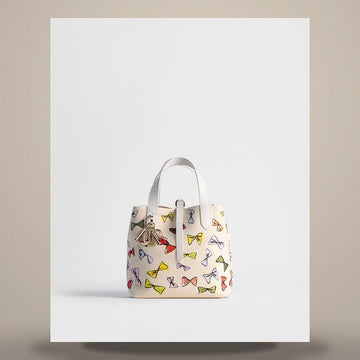 DIOR Riviera Tazu Vertical Tote Bag Small Latté Multi-Color Bow Embroidery M2870OEKU_M941 158666101 [P]