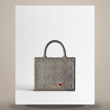 Dior Book Tote Strap Bag Small Black Raffia-Effect Cannage Embroidery (26.5 x 22 x 14cm) M1404OEJQ_M911 158666134 [P]