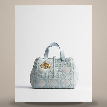 DIOR Tote Bag Medium Blue Cannage Denim 158666136 [P]