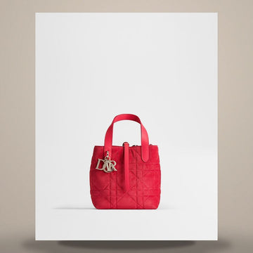 DIOR バーティカルトートバッグ スモール ピオニーピンク マクロカナージュ スエードカーフスキン M2835OSQK_M22N 158666146 [P]