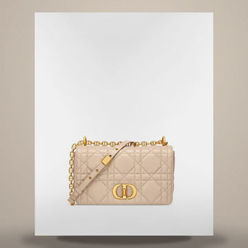DIOR ソフトカロ ミディアムバッグ パウダーベージュ マクロカナージュ レザー M9253UHPA_M51U 158666170 [P]