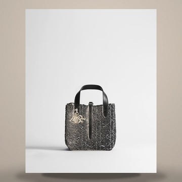 DIOR Toujours Kleine vertikale Tote Bag Schwarz Tweed & Weiße Cannage-Motiv M2835ODFG_M911 158666183 [P]