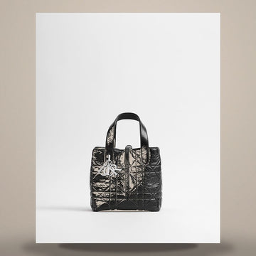 Dior Small Vertical Tote Bag Black Macro Cannage Crinkle Calfskin M2835PNUC_M900 158666180 [P]