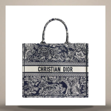 Dior Book Tote Large Bag Blue & Ecru Toile de Jouy Reverse Embroidery (16.5 × 13.8 × 7.3 in) M1286ZRGO_M35I 158666187 [P]