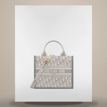 DIOR Buch Tote Kleine Tasche Grau Oblique Stickerei & Kalbsleder (26,5 x 22 x 14 cm) M1325CZBB_M20I 158666185 [P]