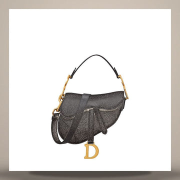 DIOR Saddle Mini Strap Bag Schwarz Gefärbtes Kalbsleder M0456CBAA_M900 158666204 [P]