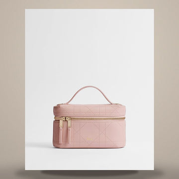 Dior Trianon Soft Vanity Bag Mini Supere Pink Flat Macro Cannage Lambskin 158666236 [P]