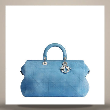 DIOR Granquille Bag Large Myosotis Blau Cannage Suede Ziegenleder 158666291 [P]
