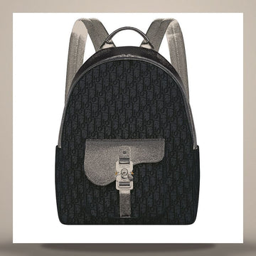 Dior Saddle Zip Backpack Black Oblique Jacquard & Black Grain Calfskin 158666328 [P]