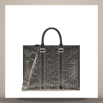 Dior Aper East West Medium Tote Bag Black Gravity Grain Leather & Black Grain Calfskin 158666347 [P]