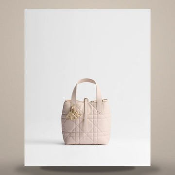 Dior Vertical Tote Bag Small Ballet Pink Macro Cannage Calfskin M2835OSNW_M31N 158666375 [P]